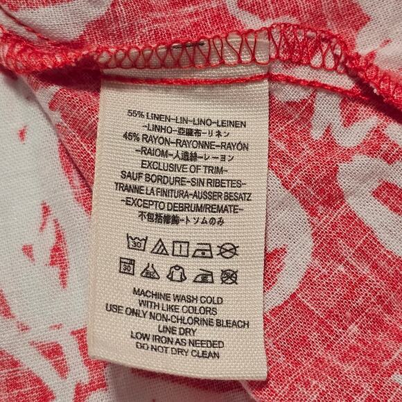 Free People a thing called love mini dress Linen Blend Florral Red Coral Size 4 - Picture 7 of 10